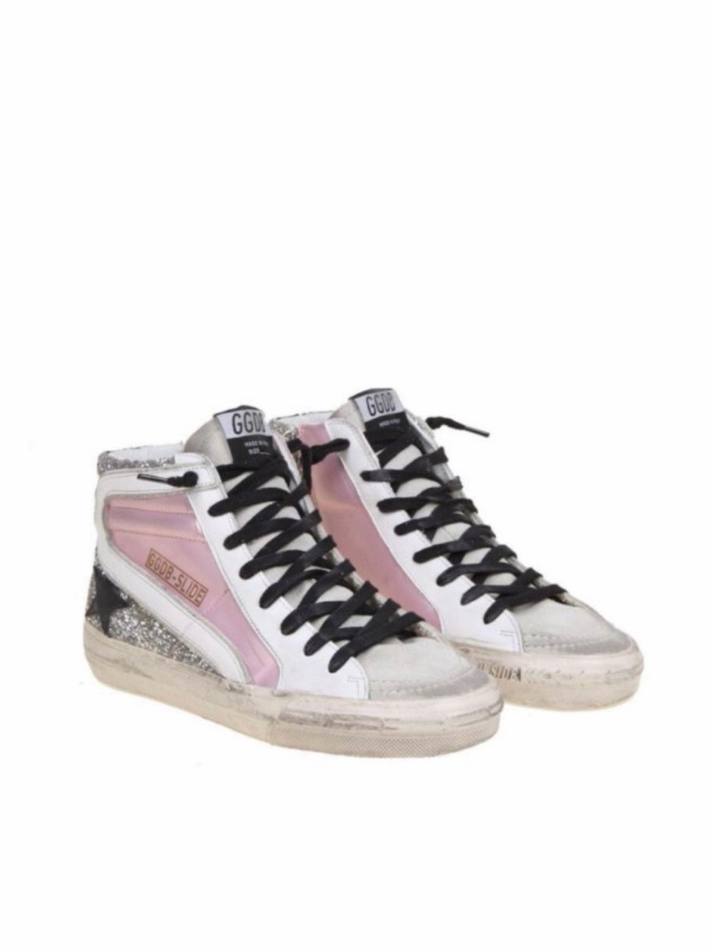 Golden Goose Pink Metallic & Silver Glitter High-Top Sneaker - Picture 2 of 4